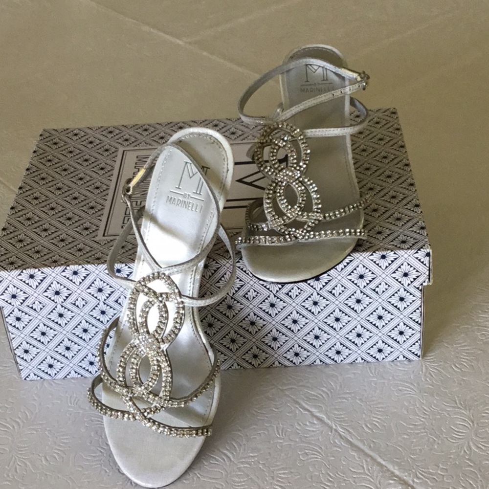 M by Marinelli silver evening wear shoes.